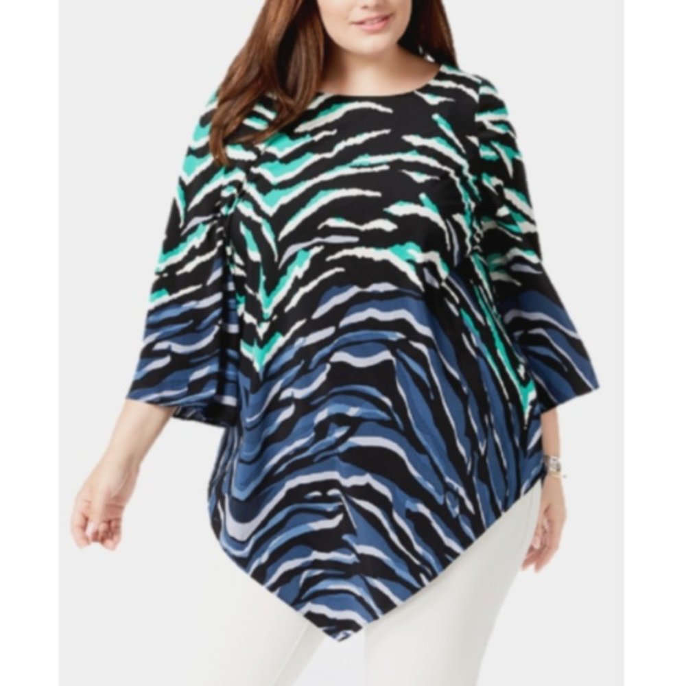 Alfani Chic Zebra Print Pointed Hem Top Size 1X